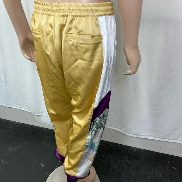 NEW AlphaStyle Yowl Yellow Colorblock Parachute Satin Jogger Pants Size L - Picture 5 of 17